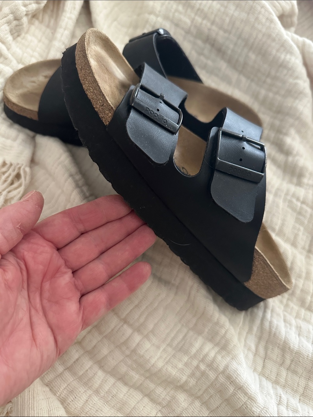 Birkenstock Papillio Classic Two-Strap Black Slide Sandals